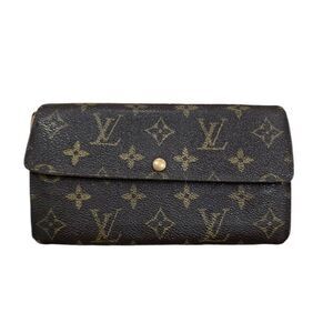 Louis Vuitton Monogram‎ Sarah Wallet Leather Snap Closure Brown